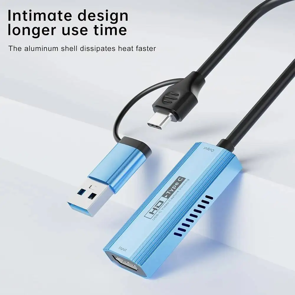HDMI 4K Kompatibel dengan Kartu Pengambilan USB 3.0 A/C 1080P 60Hz Perekaman Akuisisi untuk PS4/5 Switch Kamera Game PC Streaming Langsung