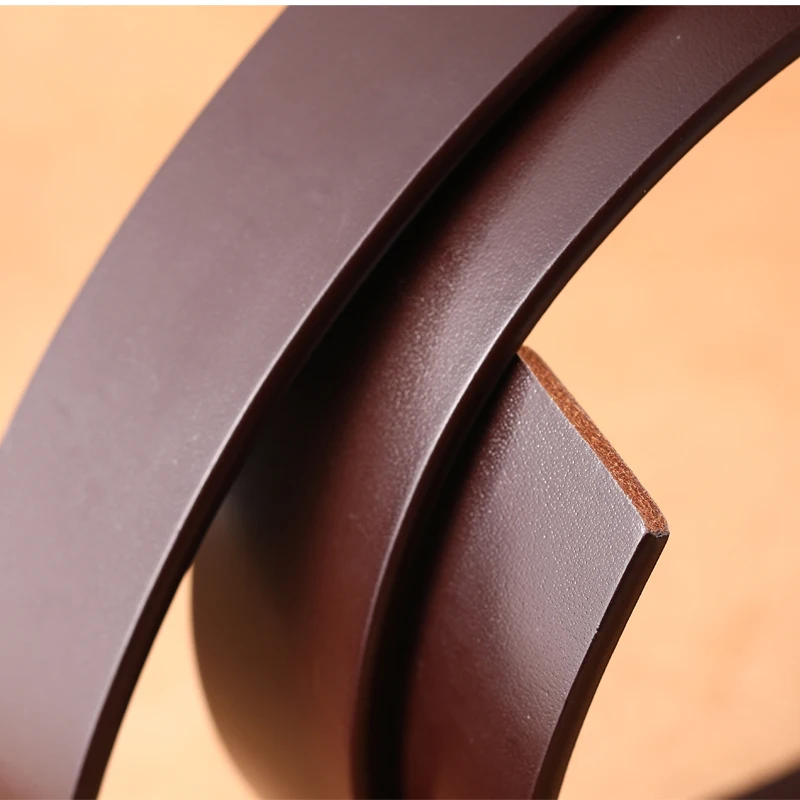 Men Belts No Buckle 3.5cm Width Cowskin Genuine Leather Belt Without Buckle Automatic Strap Male Black Brown