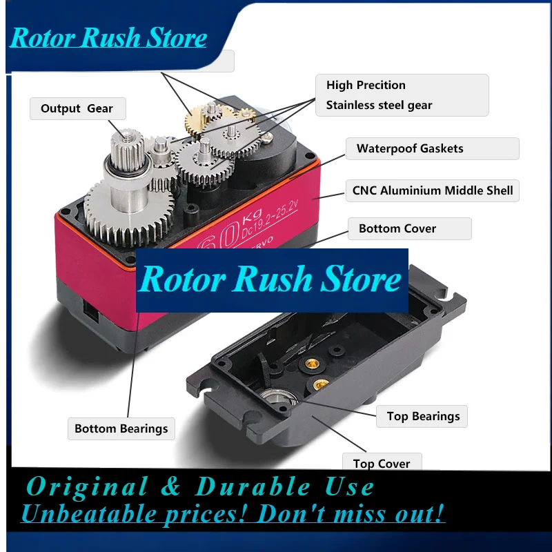 RoRuS1X 24V  160Kg Baja 5B 1/5 DS51160 High Torque Digital  For Redcat HPI Baja 5B SS RC  Car Compatible SAVOX-02