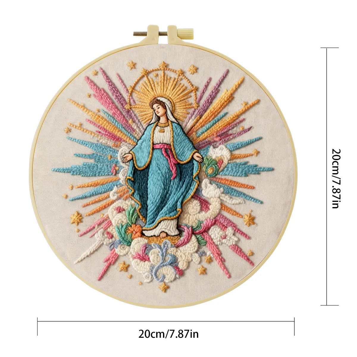 1 Stück 20X20CM/15X15CM 7,87/6,3 Zoll Religiöses Stickerei-Starter-Kit DIY-Kit DIY-Stickerei-Set Handarbeiten Heimdekoration Nadelkunst – Detail 2