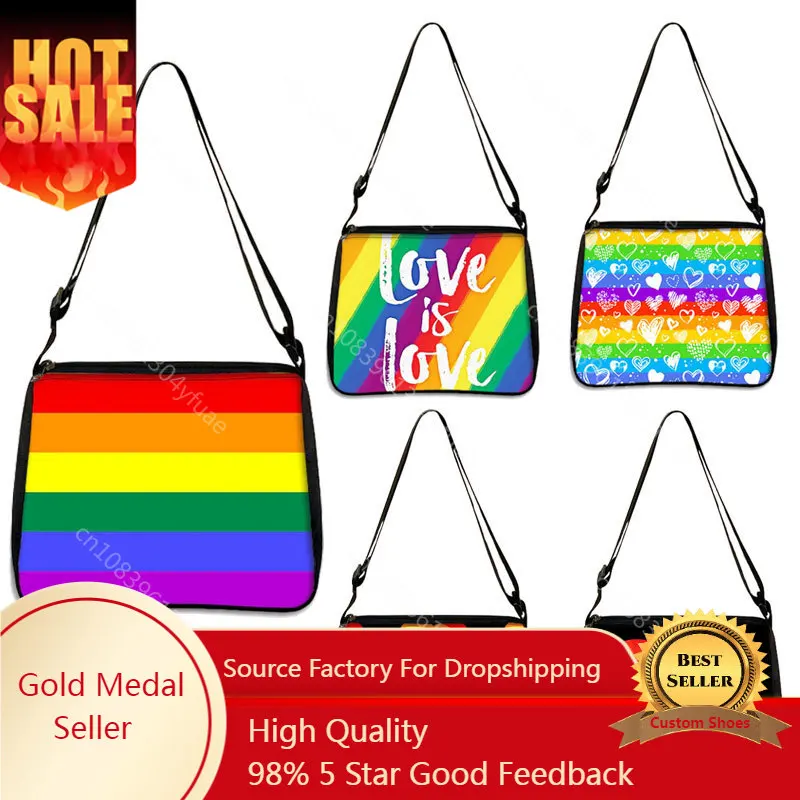 

2021 Shopper Pride rainbow flag Printed Tote Bag women Harajuku shopper handbag girl Shoulder shopping bag Lady Canvas Bag