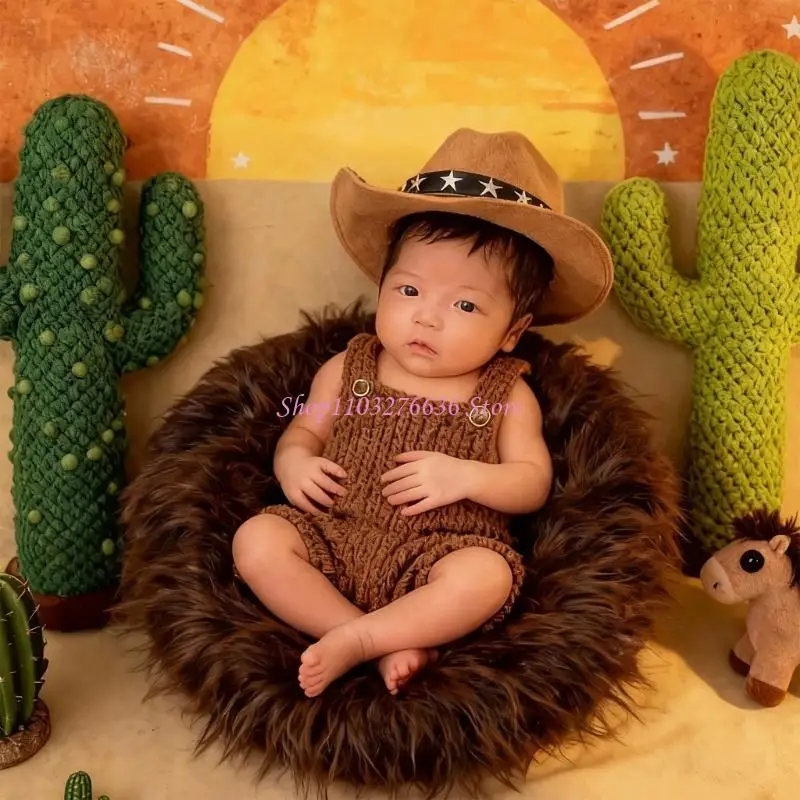 Disfraz de lana suave con sombrero para sesión de fotos de bebé - imagen 3