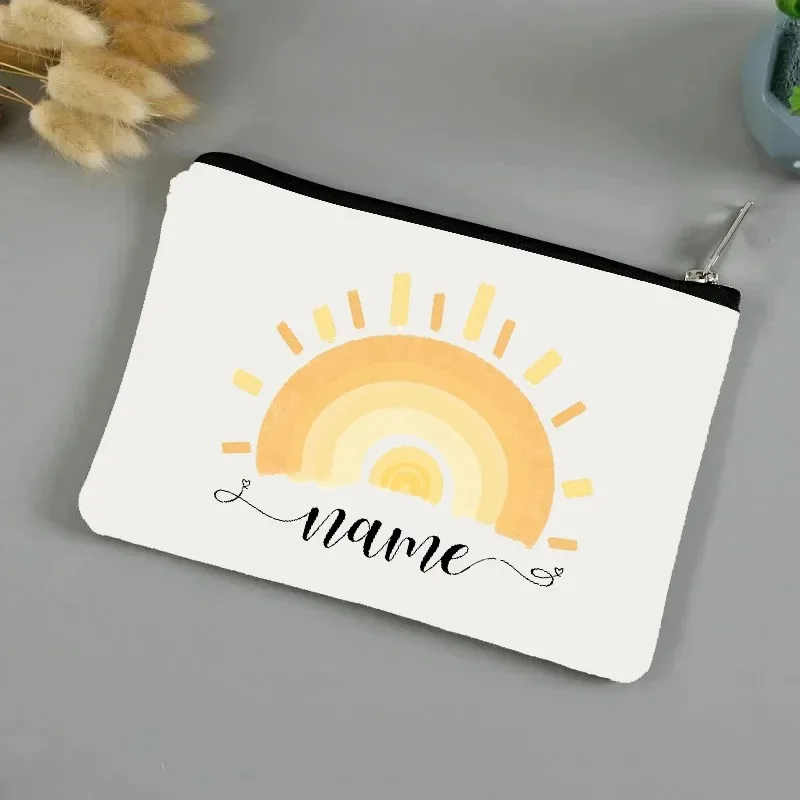 Custom Rainbow Name Cosmetic Case Kawaii Makeup Bags Gift for Teachers Nurse Trendy Travel Storeage Clutch Portable Zipper Pouch