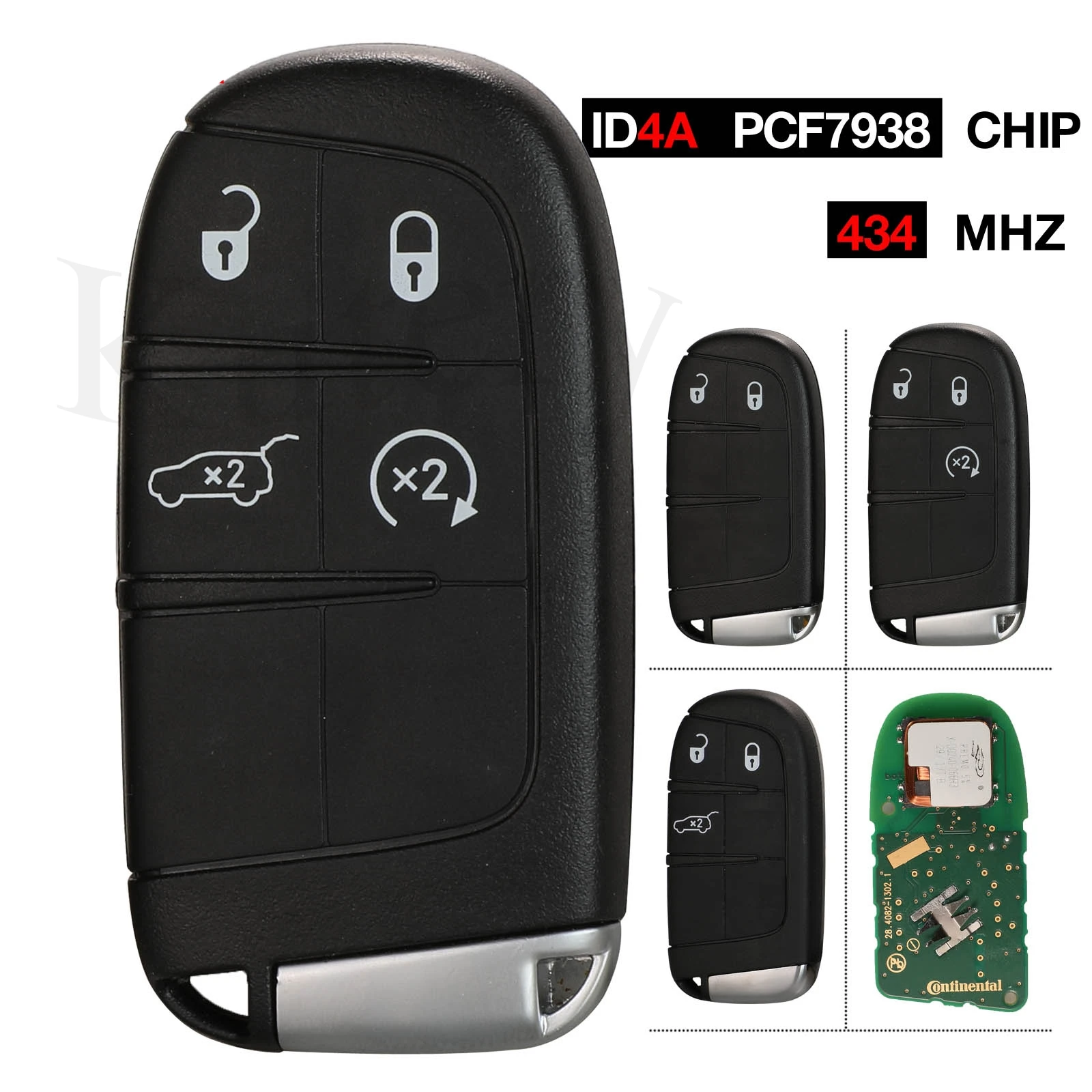 

jingyuqin Smart Remote Key Fob 433Mhz 4A chip For Jeep Renegade Compass 2015 2016 2017 2018 M3N-40821302 IC: 7812A-40821302