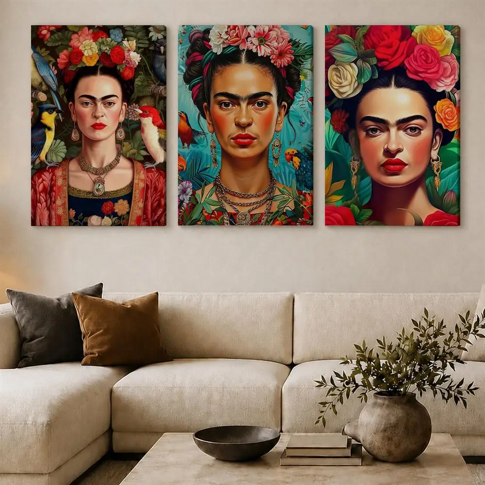 F-Frida K-KahloS Art Flowers Poster Framed Canvas Wall Art Gallery Wrapped Ready To Hang Living Room Bedroom Home Decor