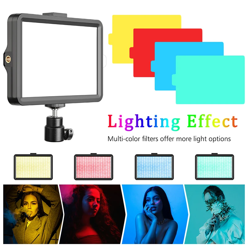 Photography LED Selfie Video Light With Tripod Stand Dimmable Panel Lighting Photo Studio Live Stream Fill Lamp Three Color