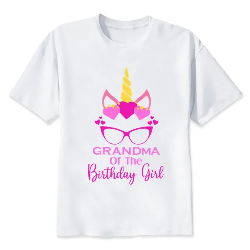 Birthday Party Family Look Matching Clothes Unicorn Theme Birthday Girl T-shirt Present Kids Clothing Father Mother Daughter Son