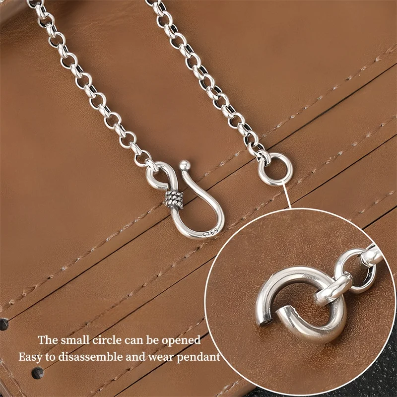 BOCAI NEW S925 Sterling Silver Necklace for Men Women Antique 3mm-6mm O-chain Fashionable Trendy Necklet Fine Jewelry Wholesale