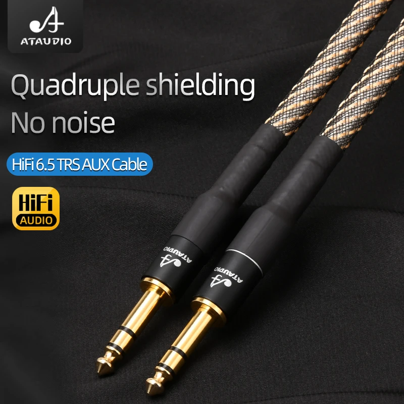 Kabel Audio HiFi 6.5mm TRS przewód AUX do wzmacniacza Micphone Hi-end OFC platerowany srebrny rdzeń 6.5mm męski do 6.5mm TRS kabel męska wtyczka