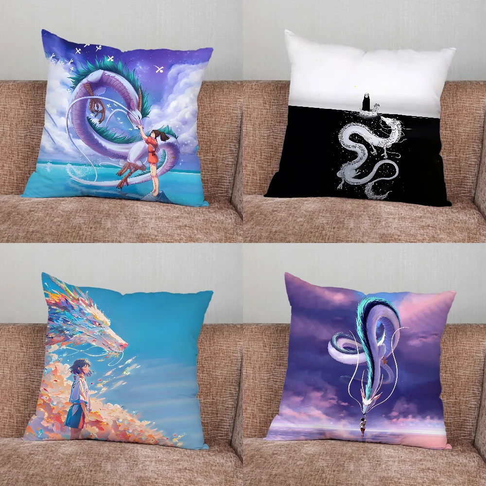 S-Spirited D-Dragon A-Away Pillow Case For Home Bedroom Car Office Decoration Living Room Sofa Cushion Cover Suitable