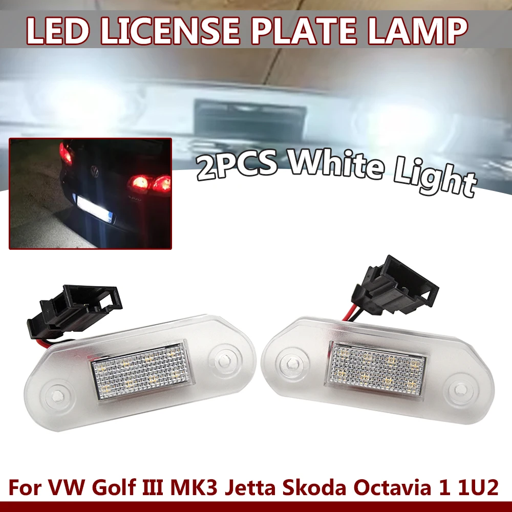 2Pcs LED License Number Plate Light For VW Golf 3 1H5 Variant Jetta 3 Vento A3 Gol 2 3 G2 G3 Skoda Octavia I 1U 1H5943119