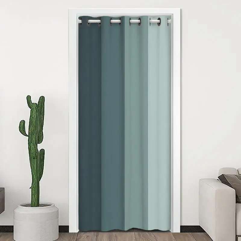 

150x200CM Nordic Green Gradient Door Curtain Protection Privacy Divider Ring Top Door Screen Partition Punch-free Home Decor