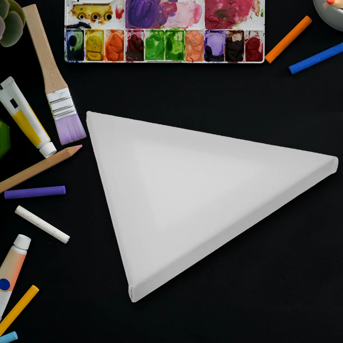 

2Pcs Oil Painting Panel Irregular Cotton Drawing Board Durable Triangle Shape White 20cm Canvas Creative Board for Student