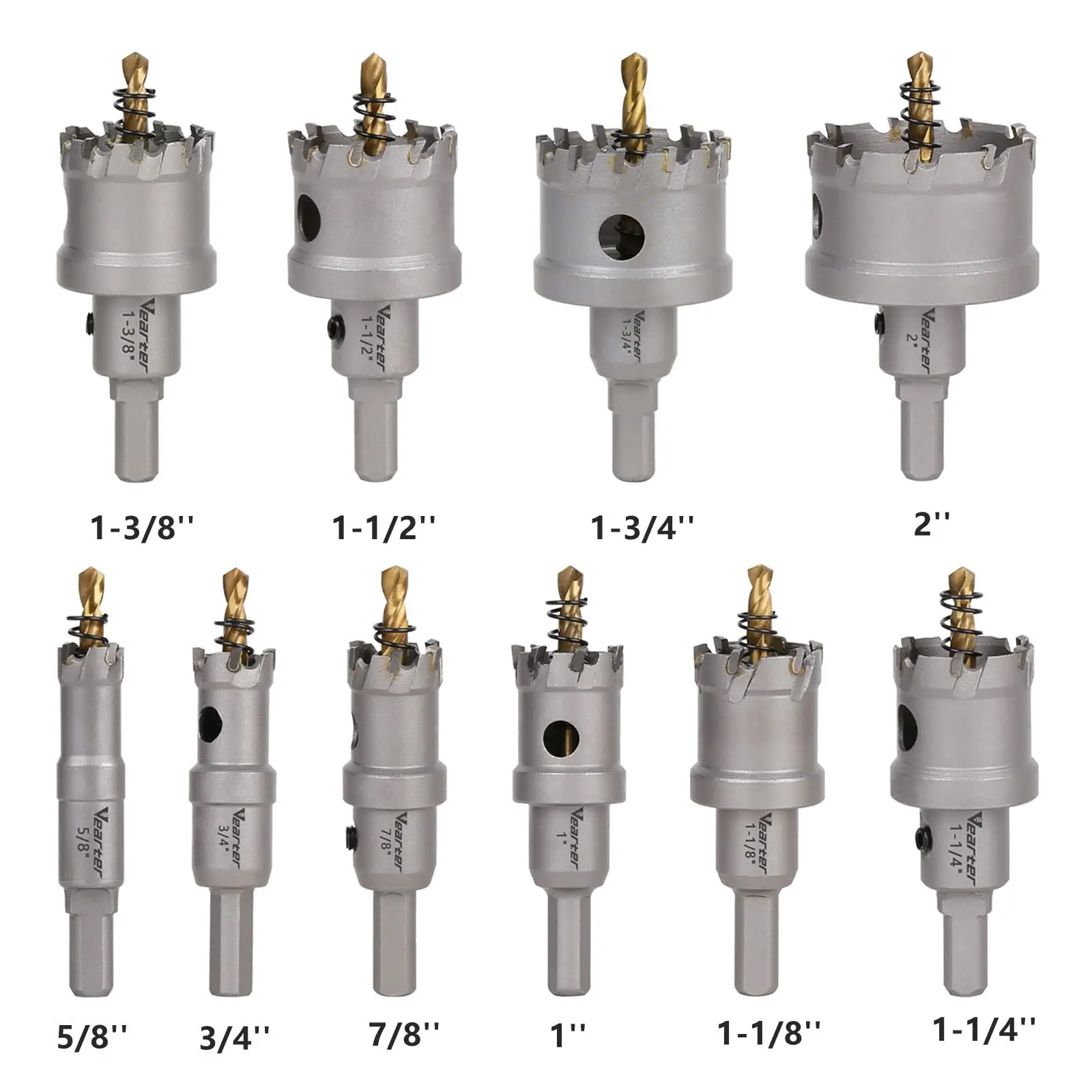 Vearter 10 шт. 5/8 ''- 2'' вольфрамовый карбид наконечник отверстий пила набор металлических сверл набор для нержавеющей стали алюминиевого сплава железо медь