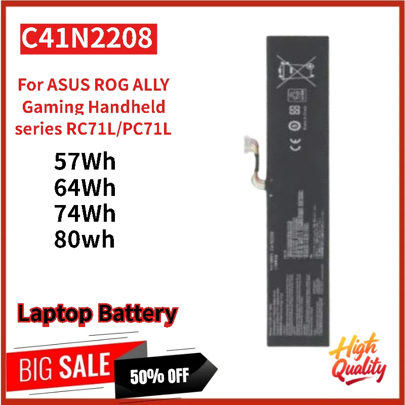 100% New 74Wh C41N2208 Replacement Laptop Battery For ASUS ROG ALLY Gaming Handheld series RC71L/PC71L High Quality