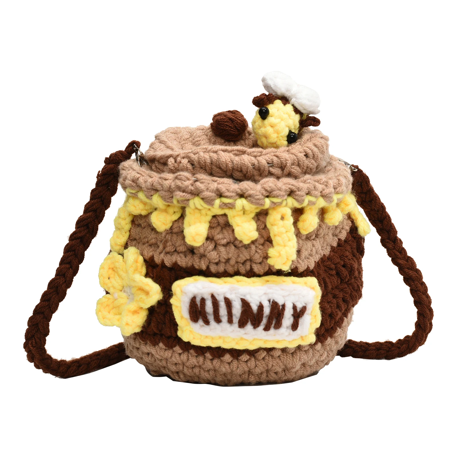 

Плетеные сумки кросс-боди для женщин и девушек, милые сумки-ведерки в форме медового горшочка, женские мультяшные сумки на одно плечо, мини-сумочки для дам, кошельки для монет