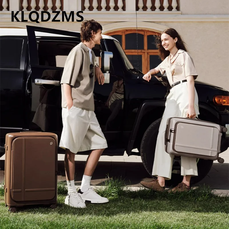 KLQDZMS Laptop suitcase front opening boarding box USB charging multifunctional trolley case 20 