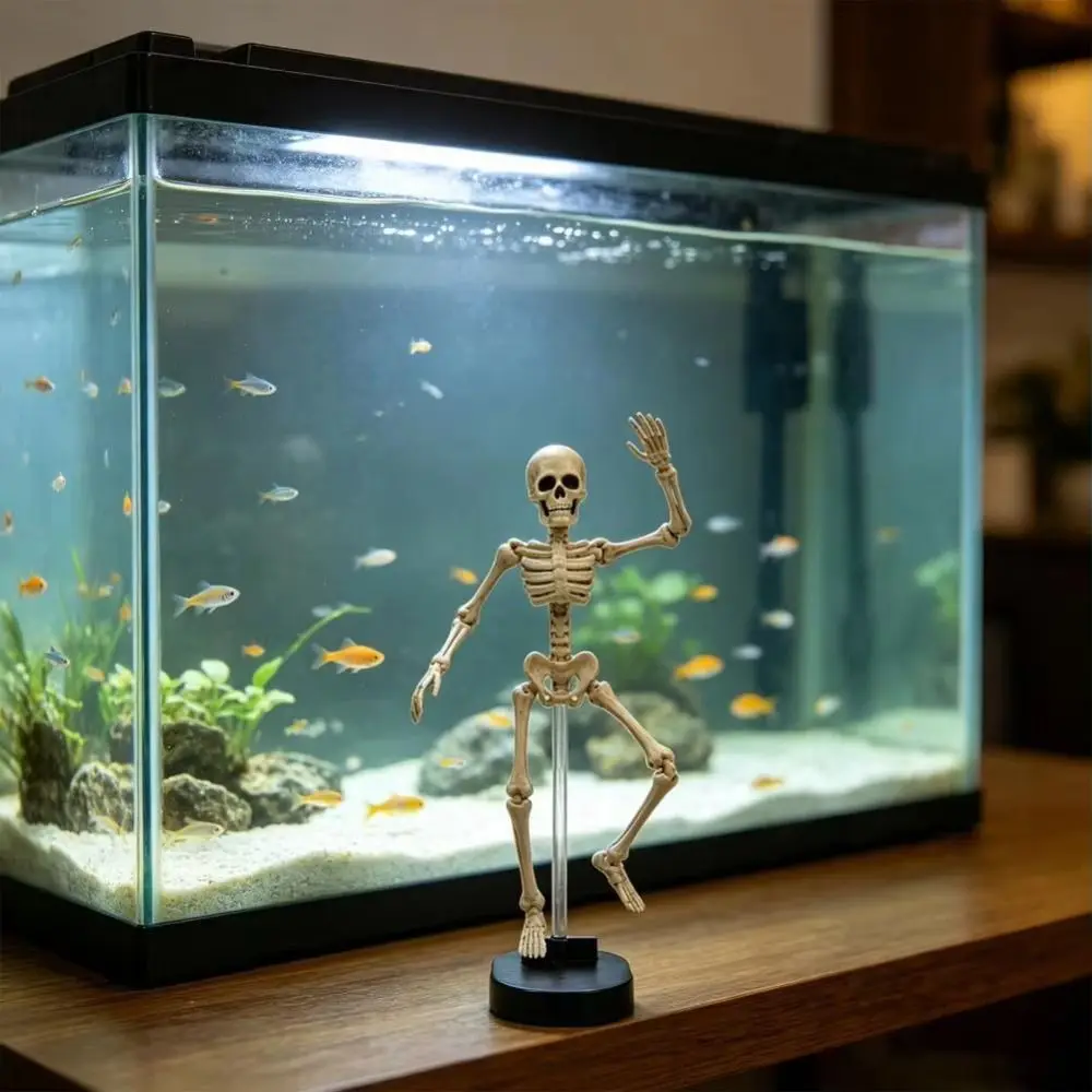 Air-Driven Dynamic Skeleton Aquarium Decoration Dancing Motion Floating Design Fish Tank Decorations with Air Tube