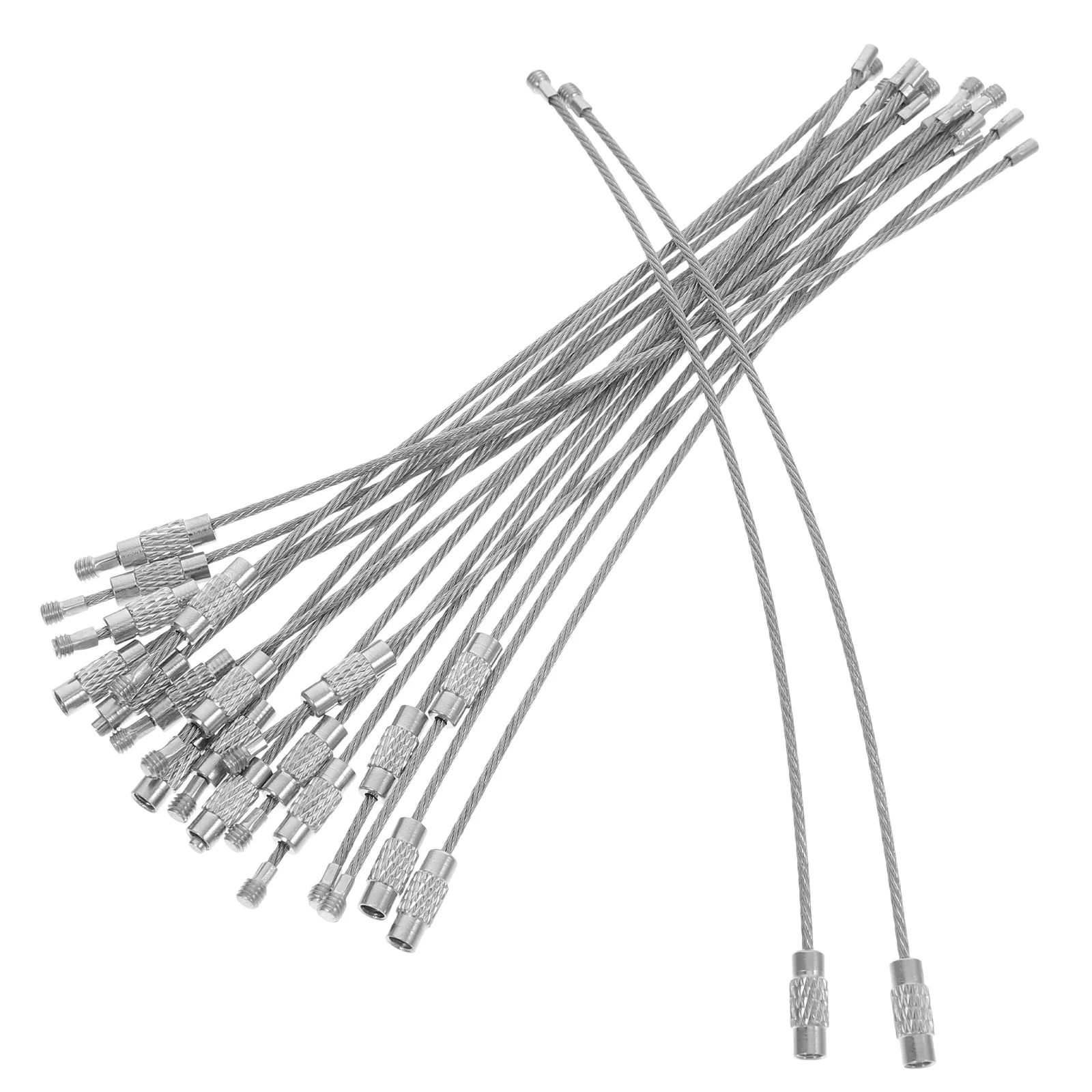 

20Pcs Stainless Steel Cable Wire Rope Key Rings Heavy Duty Large Loop Connectable for Hiking Camping Luggage Tags Outdoor