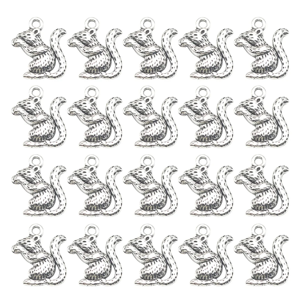 20 Pcs Charm Pendant Jewelry Making Pendants Alloy Double Sided Squirrel DIY Charms