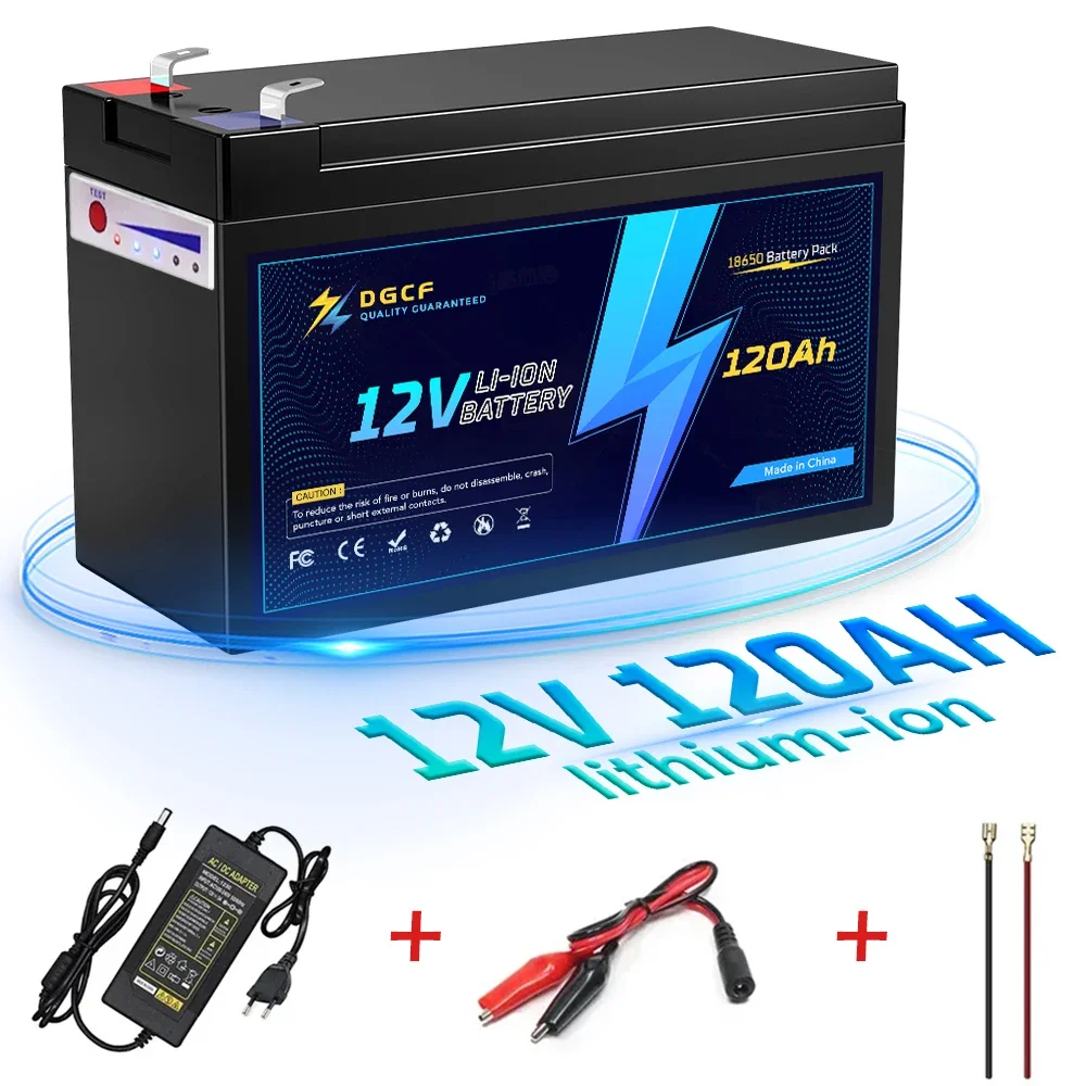 

NEW Sprayers 12V 120Ah Built-In High Current 30A BMS LED 18650 Lithium Battery Pack For Electric Vehicle Batterie 12.6V Charger