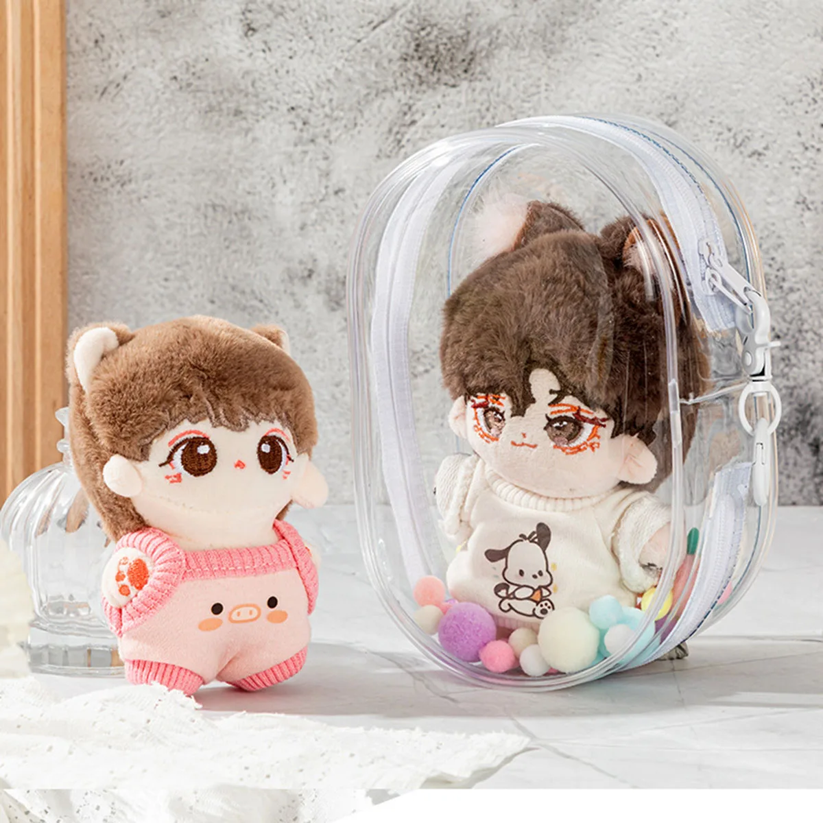 Cubierta protectora gruesa transparente, caja de almacenamiento para muñecas, bonita cubierta de exhibición de peluche para muñecas de fiesta