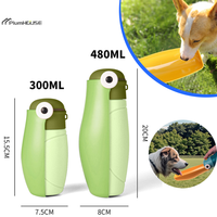 300ml/480ml Portable Pet Water Dispenser Feeder With Drinking Cup Dish Outdoor Walking Hiking Travel Leak Proof Dog Water Bottle