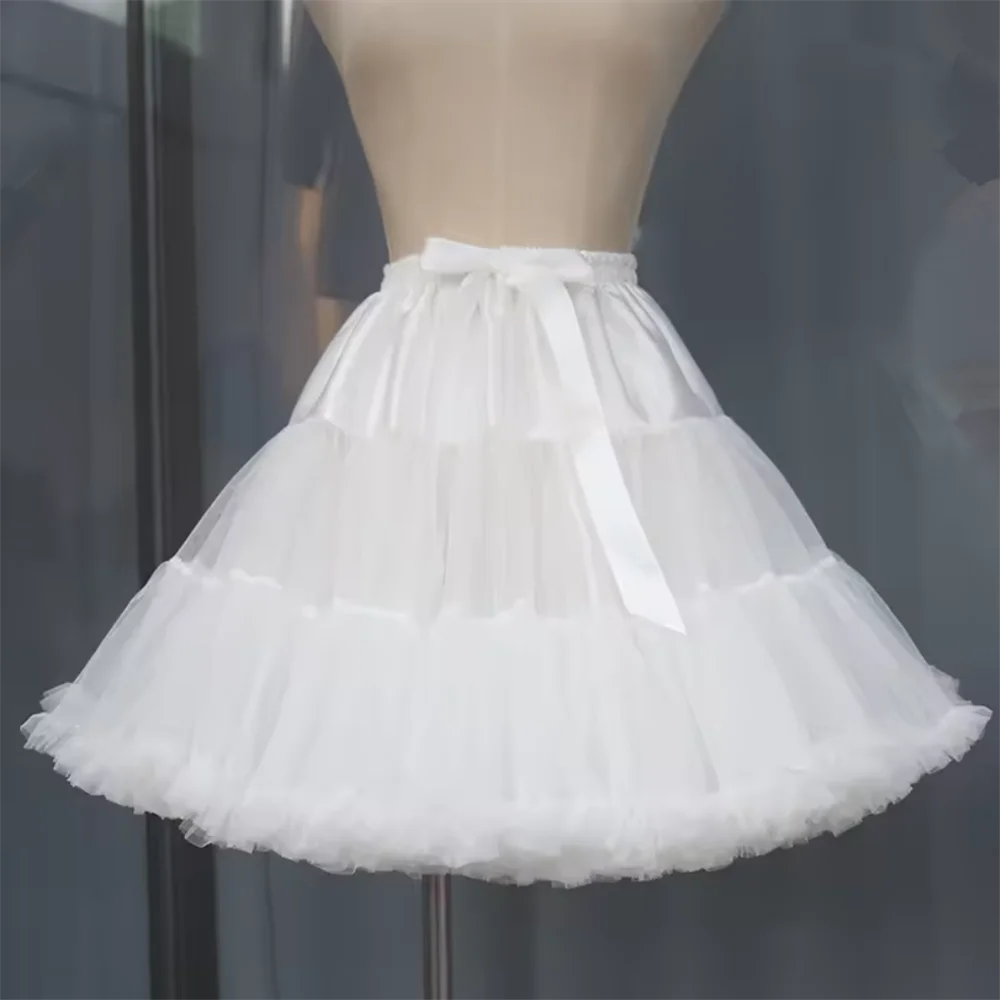 Women's Tulle Petticoat Lolita Style Cosplay Skirt Support Party Underskirt Black White Ballet Skirt Tutu Skirt