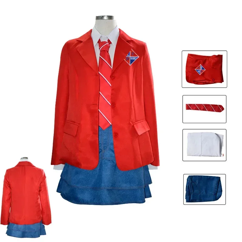 

Rebelde School Uniform Cosplay Costumes EWS Red Color Jacket Shirt Skirt Halloween Carnival Party for Girls High School Students