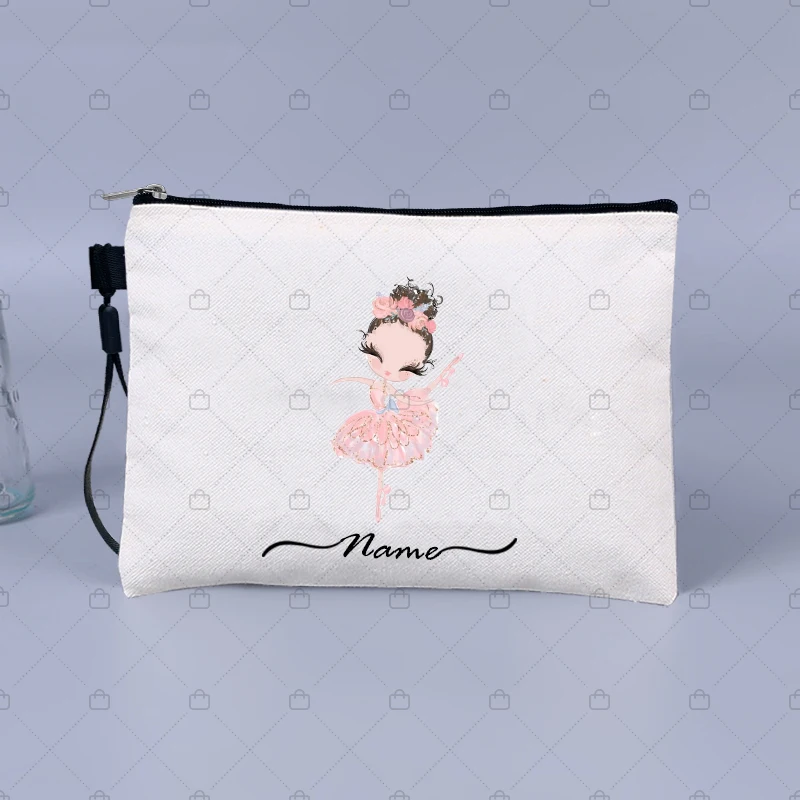 Ballet Girl Personalized Custom Cosmetic Makeup Pouchs Bridesmaid Bags Pencil Case Toiletry Travel Make Up Bag Pouch Cosmetics