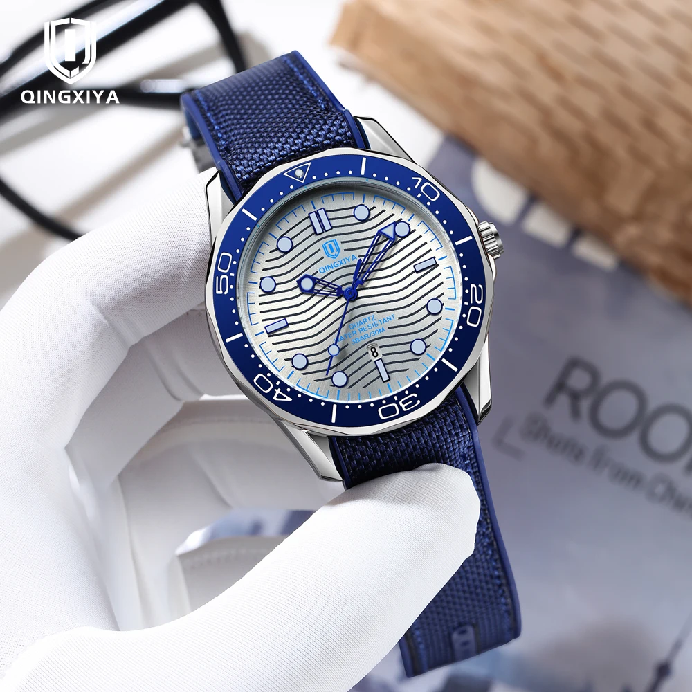 

QINGXIYA мужские наручные часы, лучшие роскошные водонепроницаемые вращающиеся светящиеся безели, кварцевые часы с датой, мужские спортивные силиконовые мужские часы Reloj