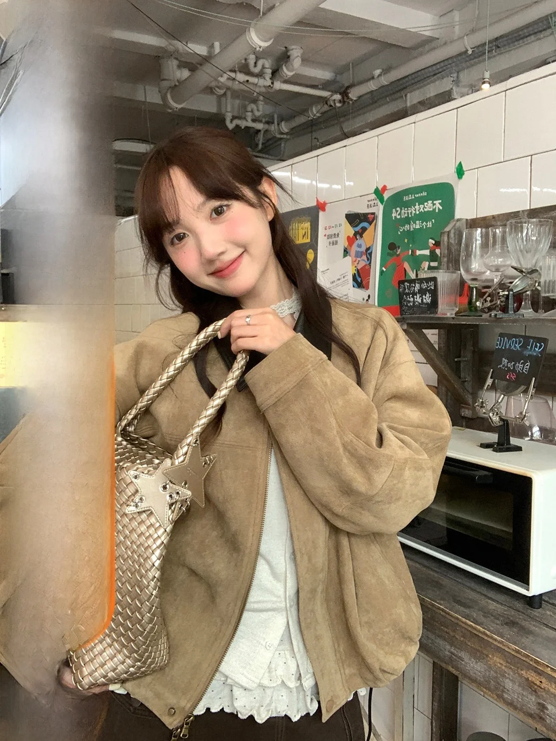 

Land Xiao Tu Bao Wind PU Collar Suede Jacket 2026 Spring New Korean Style Vintage Versatile Top Ladies Fashion Workwear