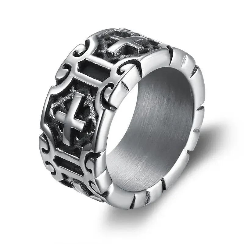 

Stainless Steel Gothic Christian Cross Band Men's Rings Size 7-15 Jewelry