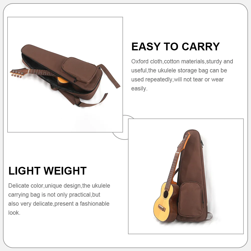 

Musical Instrument Storage Pouch Ukulele Bag Holder Brown Oxford Cloth Ukelele Case