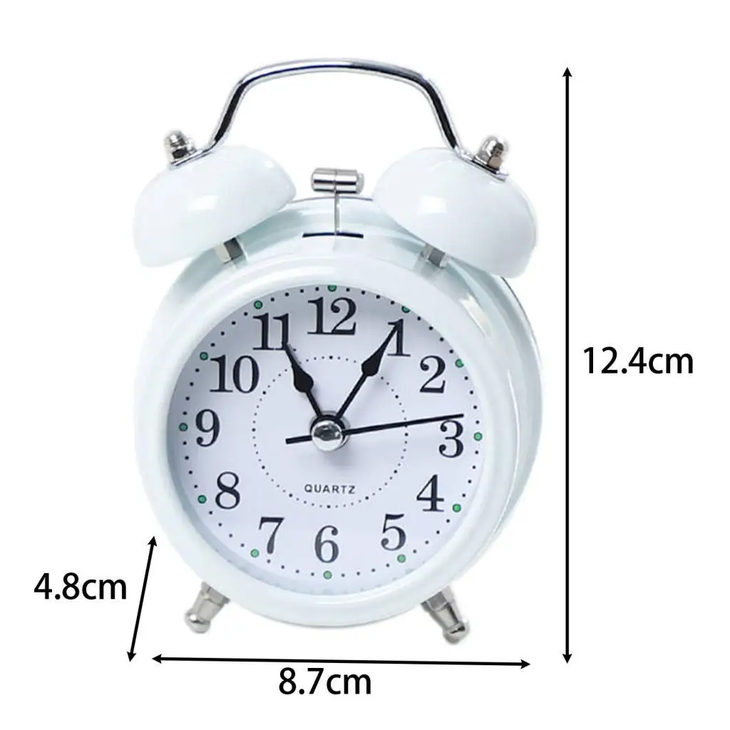 Twin Bell Alarm Clock Silent Desk Table Clock Creative Bedside Wake up Clock for Living Room Office Bedroom NightStand Desk