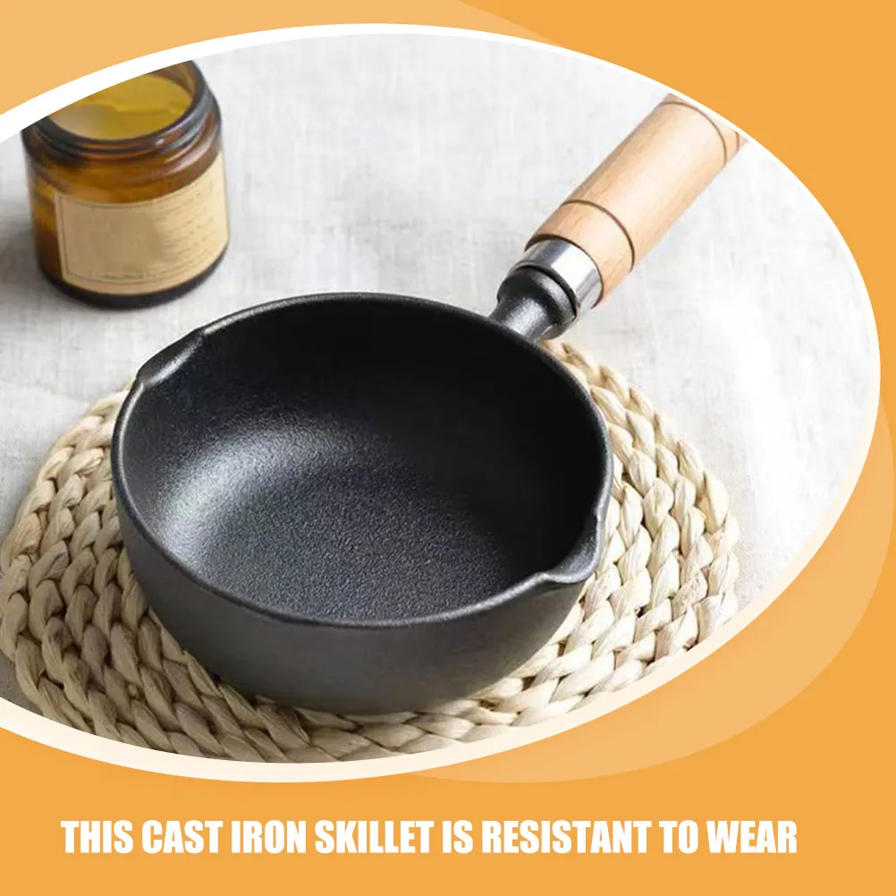Mini Cast Iron Frying Pan 2 Piece 13cm Compact Skillet Set for Eggs Dumplings Butter Cheese Melting