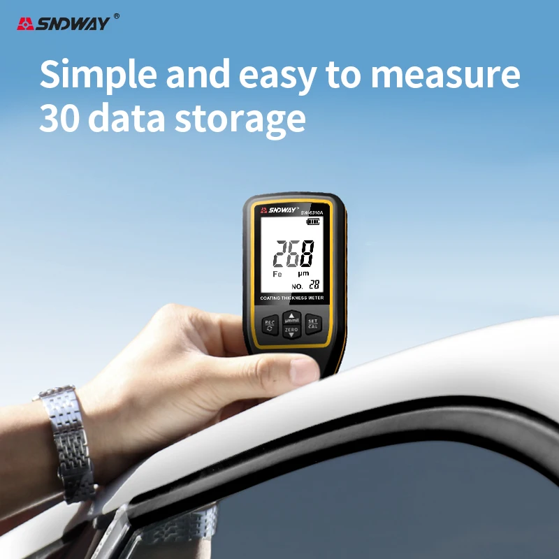SNDWAY SW-6310A Coating Thickness Meter 0-1700um Fe/NFe Auto Dual Mode 2inch Screen 30 Data Storage Car Paint Film Tester view 3