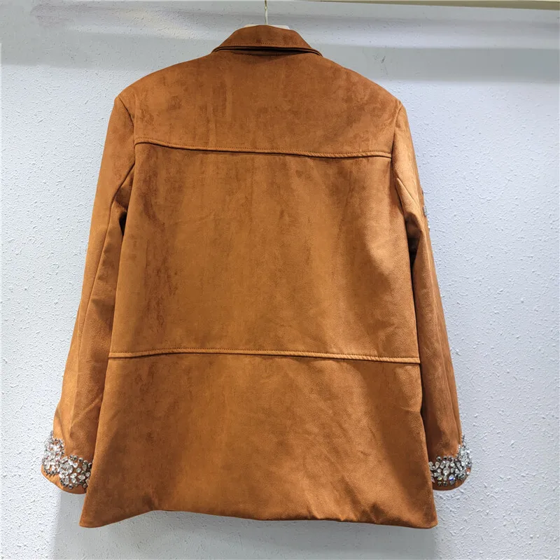 WTHT 2025 Spring Fashion Women\'s Rivet Flower Loose Casual Jacket New Trendy Long Sleeves Single Breasted Coat Female 1LS713