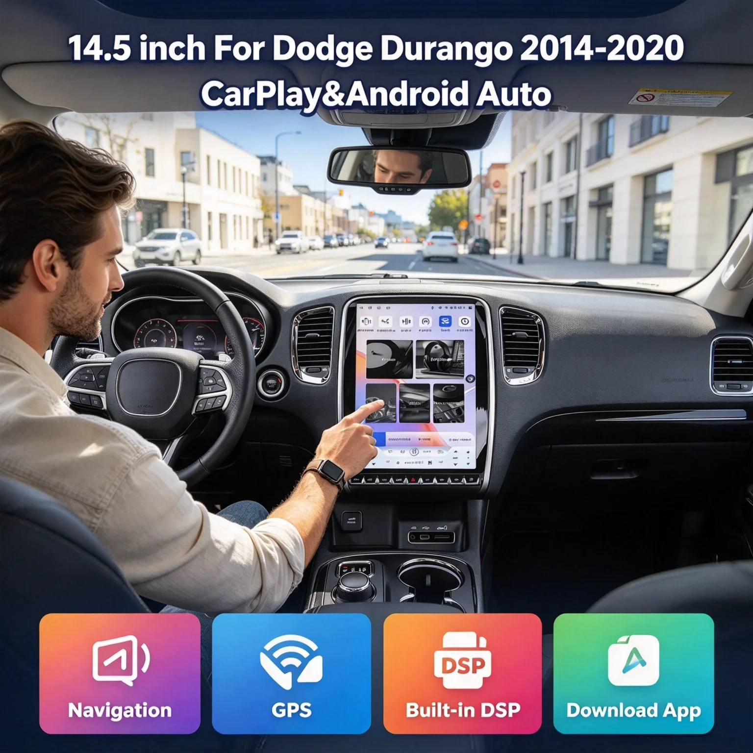 Android Qualcomm 14.5 Inch For Dodge Durango 2014~2020 Radio Car Stereo Carplay Multimedia Screen GPS Navigation Head Unit