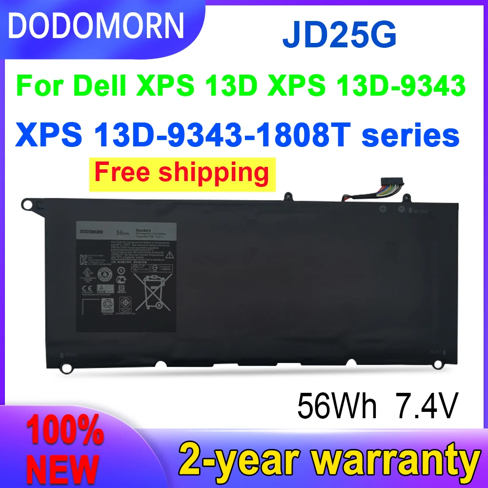 DODOMORN جديد JD25G بطارية كمبيوتر محمول عالية الجودة لديل XPS 13 9343 XPS13 9350 13D-9343 P54G 0N7T6 5K9CP RWT1R 0DRRP في المخزون