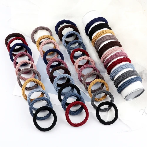 Imagen 2 del producto 10 unids/lote, banda para el cabello básica coreana, bandas de goma elásticas con entramado ondulado a la moda, accesorios para el cabello para mujer, coleteros para niña