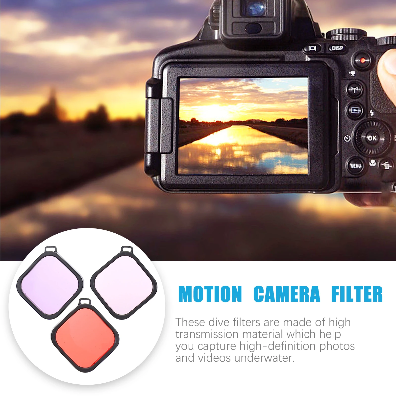 

3pcs Diving Lens Filter Underwater Camera Case ABS Plastic Glass High Definition Color Correction Scuba Snorkel Protective