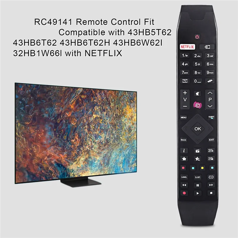 RC49141 Replace Remote Control for Hitachi TV 2HB1W66L 40HB1W66L 32HB4T41 32HB4T61 32HB4T61-Z 2HB4T61H 32HB4T62