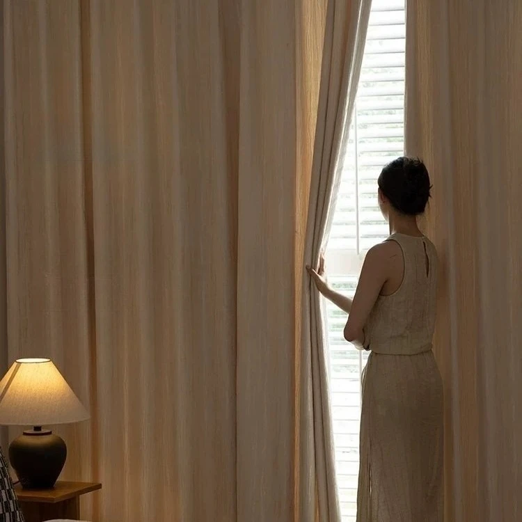 French Cream Style High Precision Jacquard Gilt Light Luxury Blackout Curtain Fabric Japanese Style Living Room Bedroom Sthdy