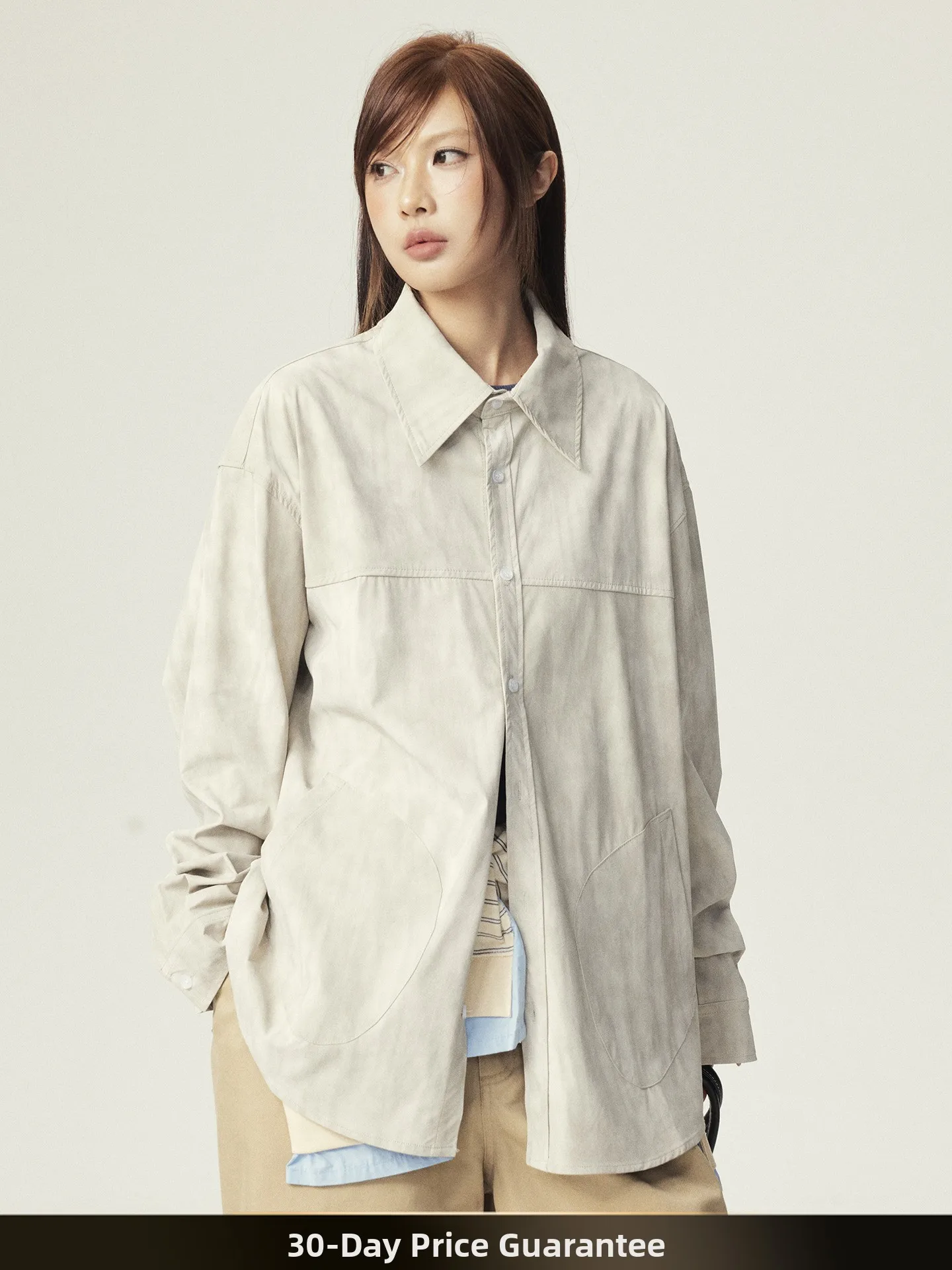 

Retro American Dyed Long Sve irt Loose Casual Collar Couple's Autumn New Sle Versatile Loose Fit Classic Casual irt