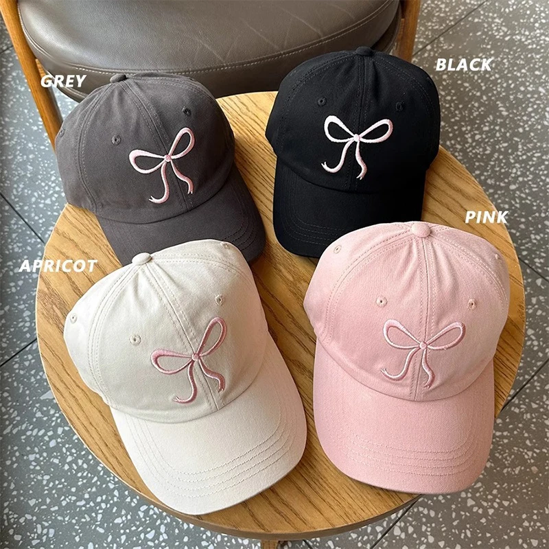 الحلو Bowknot البيسبول القطن قابل للتعديل Snapback قبعة ربيع الخريف التطريز المرأة قبعة في الهواء الطلق عادية قبعة الشمس أقنعة قبعة #6