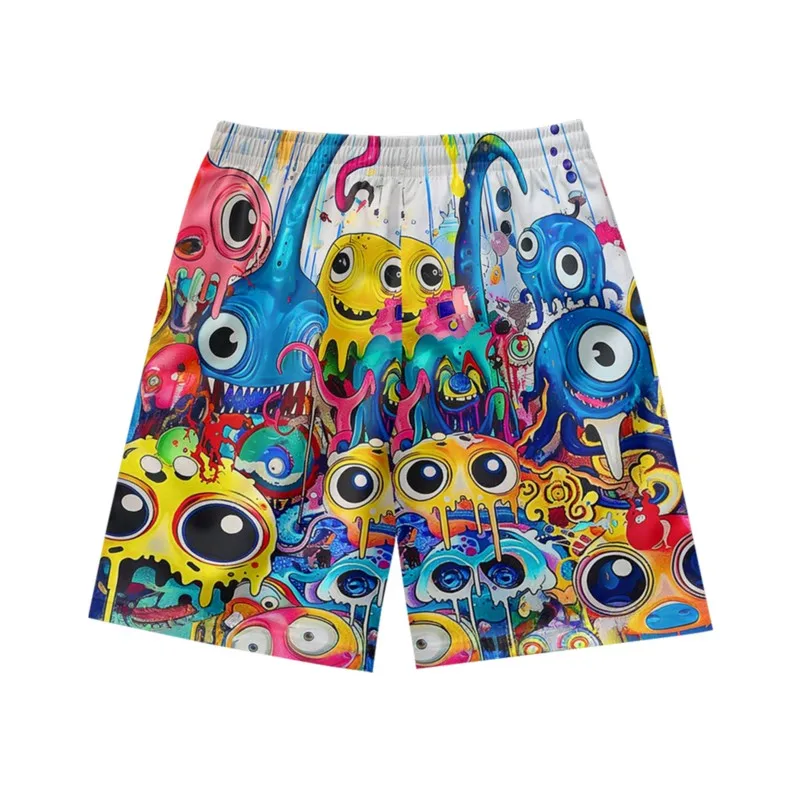 Funny cartoon pattern creative niche casual personality loose fashion summer men's drawstring sports shorts