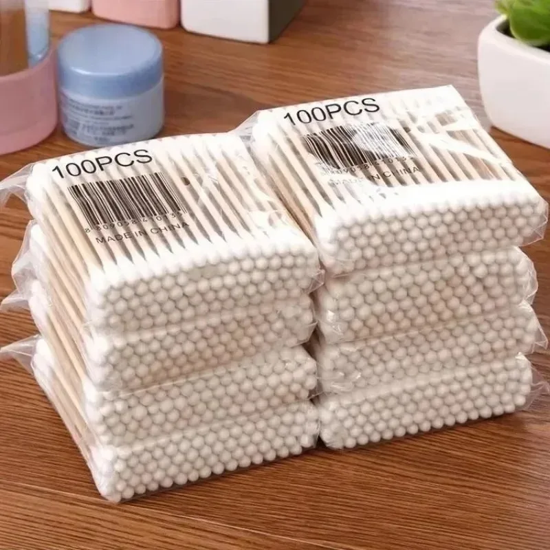 

200/500/800pcs Double Head Wood Cotton Swab Nose Ears Cleaning Women Makeup Tools Lipstik Cotton Buds Tip Sticks