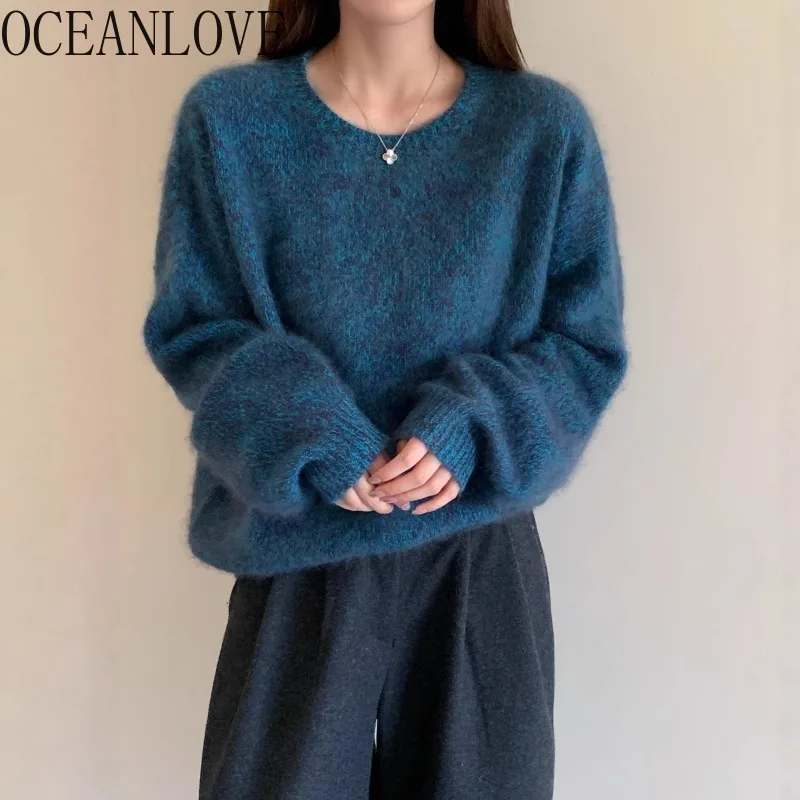 

OCEANLOVE Autumn Winter Clothes Woman Sweaters Solid Thick Warm Simple Pullovers Korean Fashion Sweet Vintage Pulls Femmes