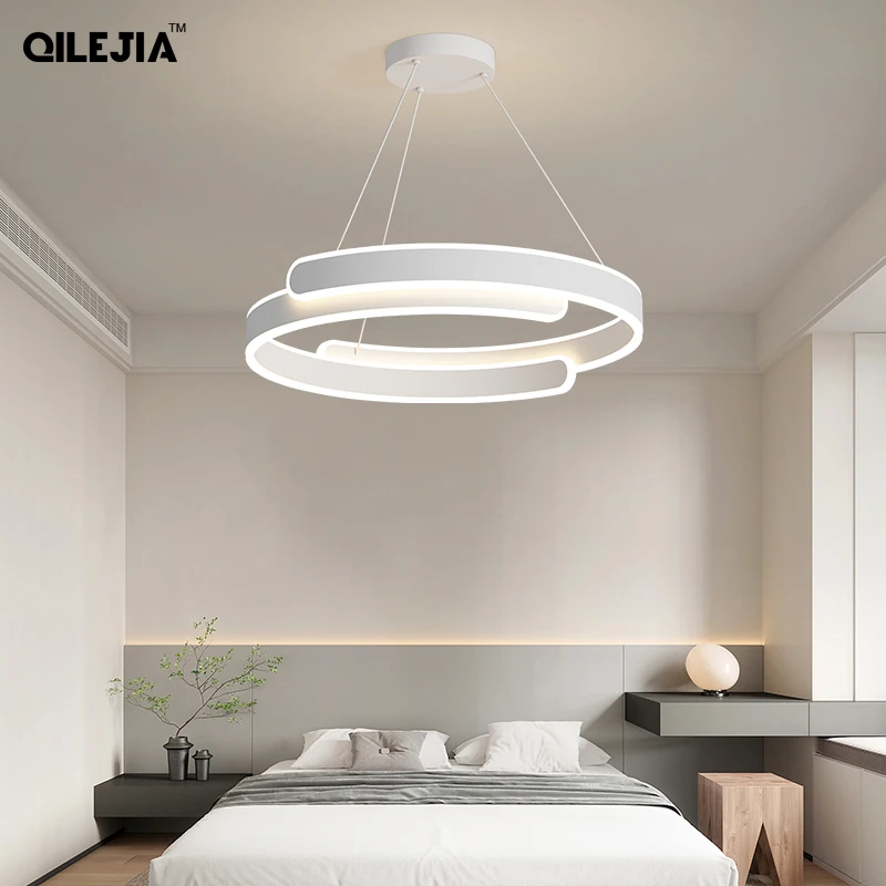 

Modern Creative White Double Loop LED Pendant Lights For Dining Living Room Bedroom Restraurant Hanging Lamps Indoor Lighting